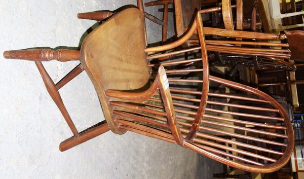 A 20th century yew wood Windsor armchair.