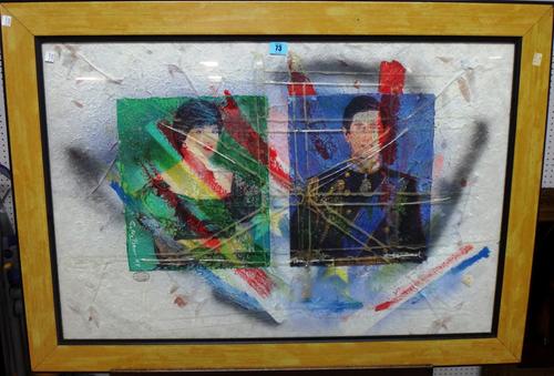 After Pietro Psaier, Charles and Diana, mixed media print