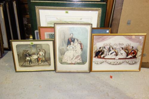 Three Royal prints, a watercolour of a bridge and a pair of Thai watercolours, (6).Property from the estates of the late Adrian Stanford and Norman St