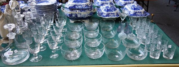 A quantity of assorted 20th century glasswares, including; four decanters and stoppers, a part suite of Brierly glass wares, fifteen finger bowls and