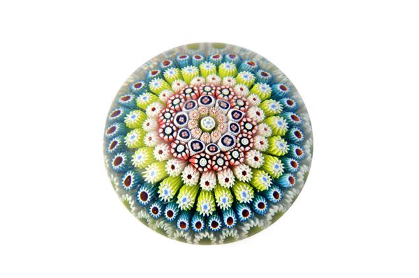 A French concentric millefiori paperweight, circa 1850, possibly St. Louis, 6.5cm diameter. Illustrated.