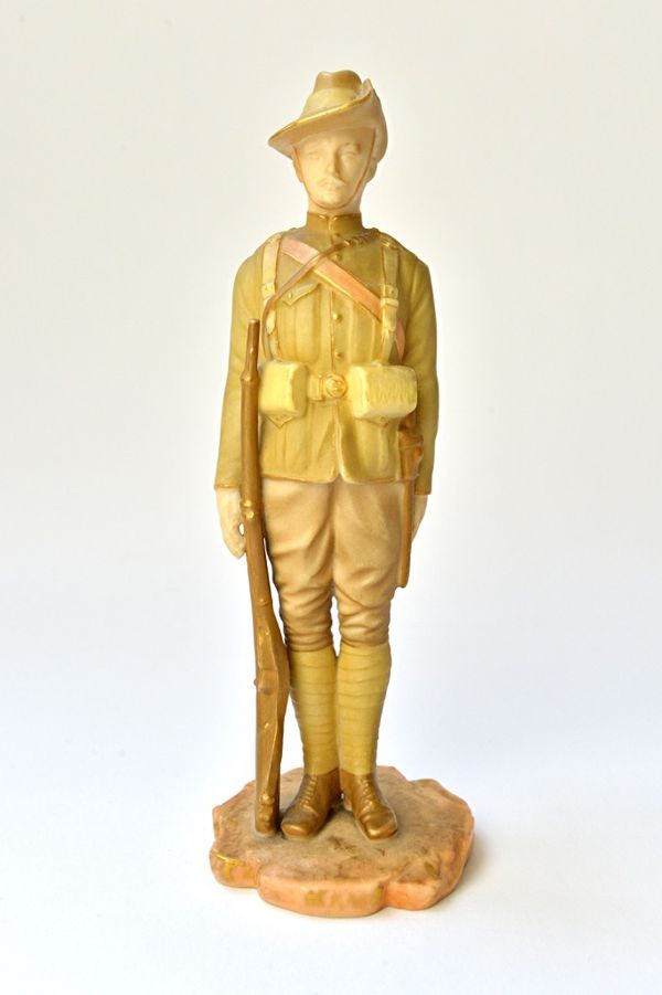 A Royal Worcester porcelain figure, 'City Imperial Volunteer', no.2106, date code for 1900, modelled as a soldier from the Boer War, 19cm high. Illust