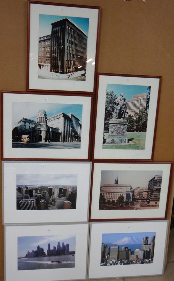 A quantity of assorted photographic prints, including views of the Commerzbank buildings and Goethe statue, the 30G trading floor; the Tokyo, New York