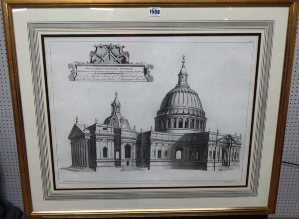 After H. Hulsbergh and P. Schuynvoet, Orthographia Basilica Divi Pauli, Lond; Aspectus Basilica divi Pauli Londini; a pair of engravings, each 42cm x