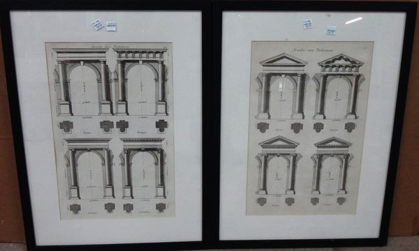 French School (18th century), Architectural plans from 'Traite d'Arcitecture', 1824, M. A. Paulin, fourteen engravings, each 25cm x 39cm.(14)