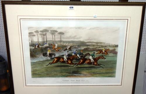 After Francis Calcraft Turner, Leamington Grand Steeple Chase, a set of four aquatints (restrikes) with hand colouring, each 46cm x 67cm.(4)