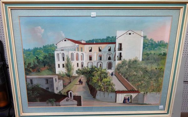 Madeiran School (19th century), Quinta with figures; View from a Quinta towards the sea, a pair, gouache, each 43cm x 65cm.(2)Property from the estate