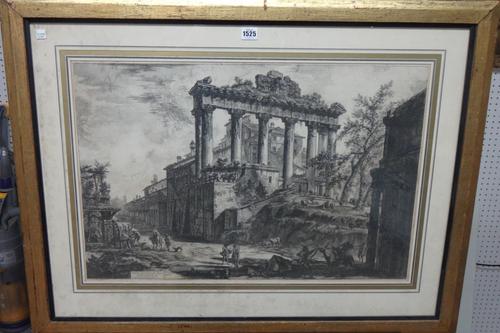 After Cavalier Piranesi, Veduta del Tempio detto della Concordia, engraving, 47cm x 71cm.
