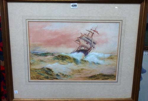 Maurice Randall (fl.1899-1929), The Squall, watercolour heightened with white, signed and inscribed, 31.5cm x 46cm.