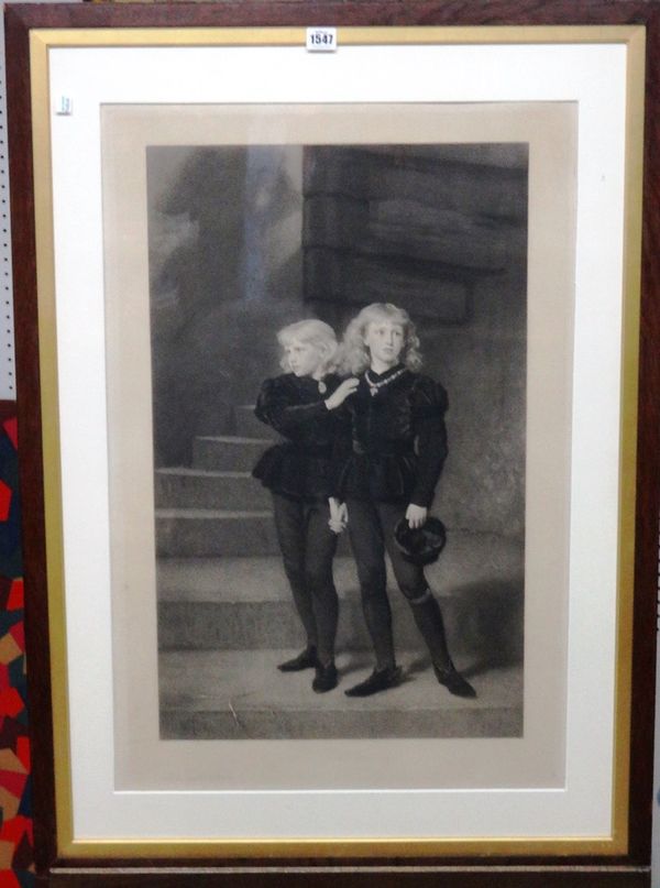 Sir John Everett Millais (1829-1896), Princes Edward and Richard in the Tower, 1483, mezzotint, signed in pencil, 75cm x 49cm.
