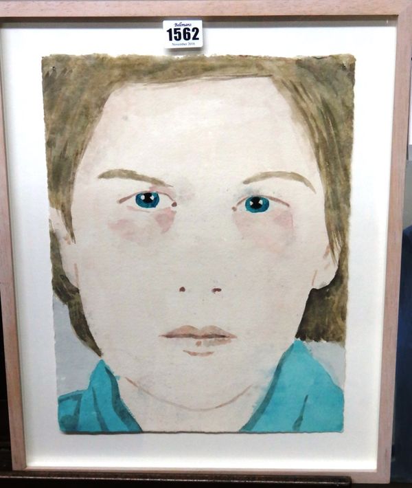 James Rielly (b.1956), Face with blue shirt, watercolour, 33cm x 25cm. DDS