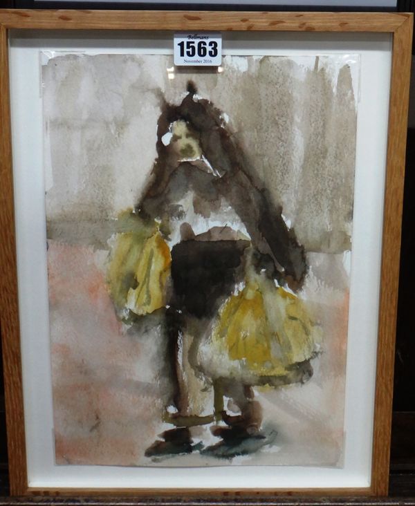 Paul Housley (b. 1964), Bag lady, watercolour, 29cm x 21cm. DDS