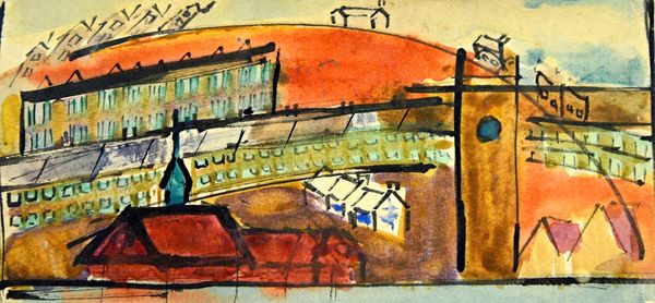 Terry Frost (1915-2003), Battersea c.1948, pen, ink and watercolour, signed on reverse by Anthony Frost for the Terry Frost Estate, 8cm x 16cm. DDS Il