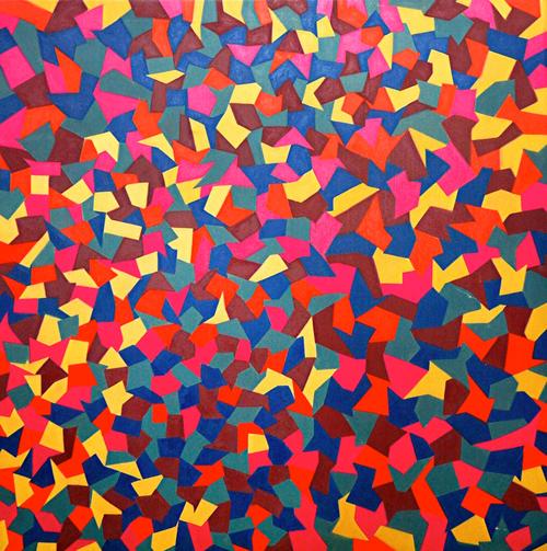 Berenice Sydney (1944-1983), Leaves in a landscape, oil on canvas, signed and dated 12'76, unframed,  125cm x 125cm. DDS  Illustrated.