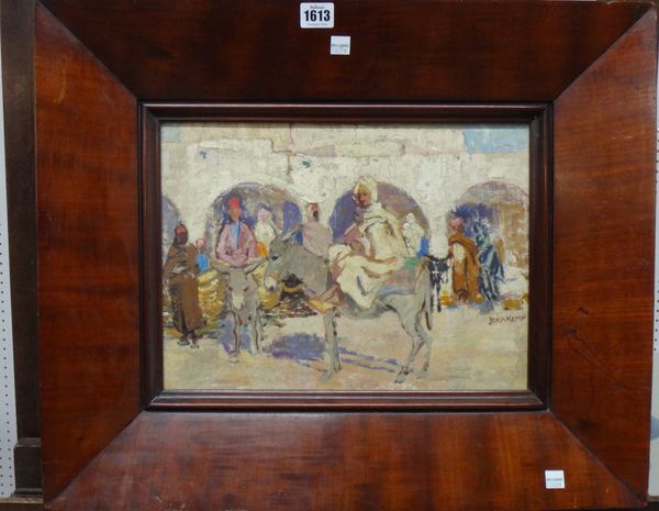 Jeka Kemp (1876-1967), North African street scene,  oil on board, signed, 26cm x 38cm. DDS