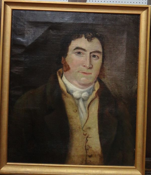 After George Morland, Self Portrait, oil on canvas, 60cm x 50cm.; together with a print after Morland and another by James Ward.(3)