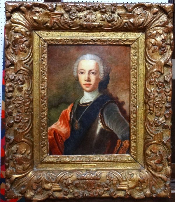 R. Crombie, after van Loo, Portrait of Bonnie Prince Charlie, oil on panel, 26cm x 19cm. Property from the estates of the late Adrian Stanford and Nor