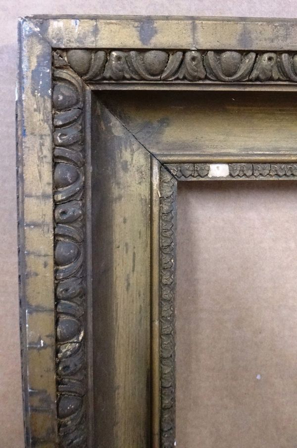 A 19th century gilt plaster frame, with egg and dart decoration, aperture 160cm x 100cm.