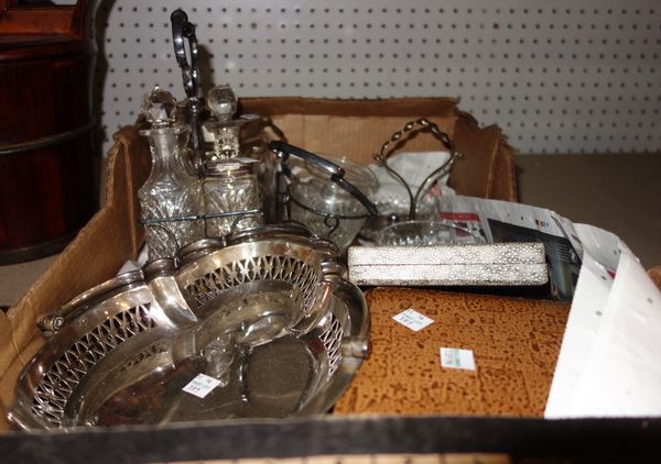 A quantity of silver plated wares, including cruet stand, oval dish and sundry.  S2T
