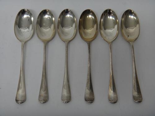 Six silver rat tail pattern dessert spoons, Sheffield comprising; two 1923, three 1924 and one 1925, weight 327 gms, (6).