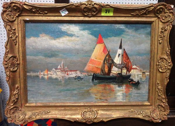 Continental School (19th/20th century), On the Venetian Lagoon, oil on panel, 23cm x 35cm.  l1