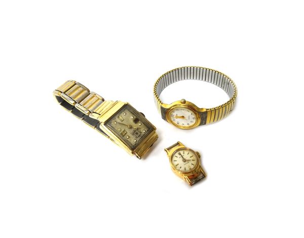 A lady's gold oval cased wristwatch, the jewelled movement detailed Rolex Precision, the circular silvered dial with gilt baton shaped numerals and de