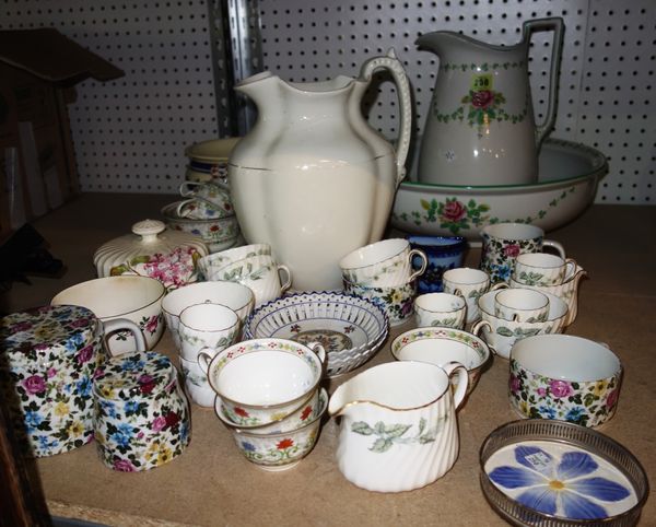 A quantity of ceramics including Addersley China, wash bowl and jug, part Minton and part Copeland tea sets and sundry.  S2M