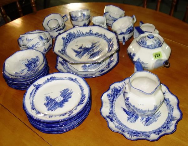 A Royal Doulton Norfolk pattern blue and white tea set (qty).   F6