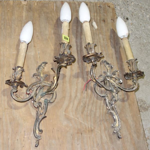 A pair of Rococo revival twin branch wall lights.  I5