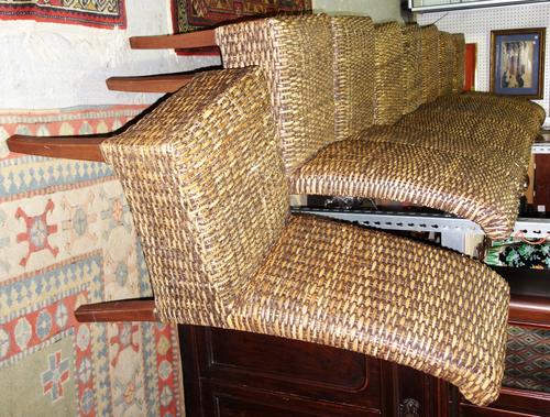 A set of eight 20th century cane high square back dining chairs (8).  S3TT