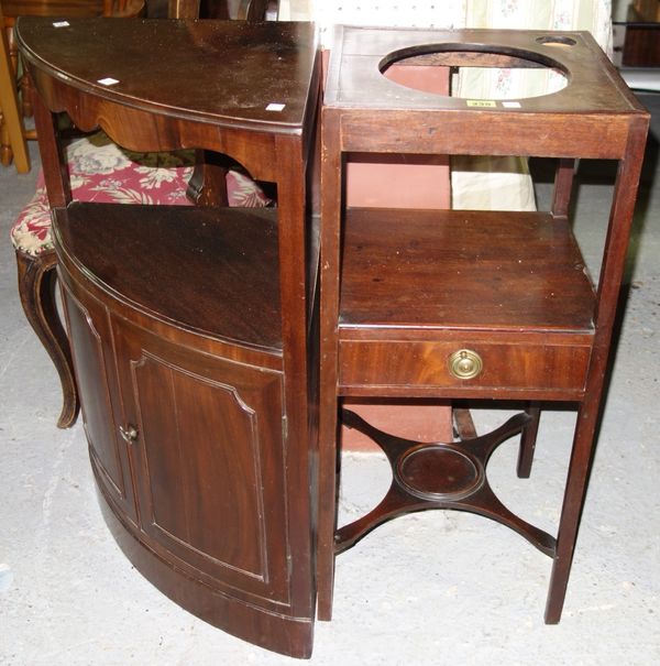 A George III mahogany square two tier washstand, together with another corner washstand (2). G5