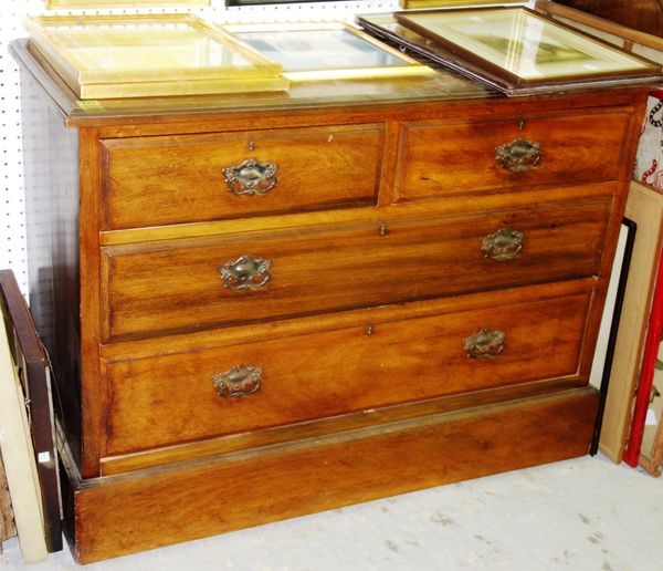 A 19th century walnut chest of two short and two long drawers, 107cm wide.  H1