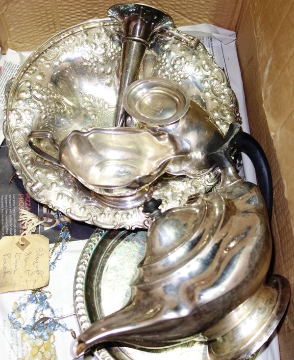A quantity of silver plate including teapot, basket and sundry. S3T