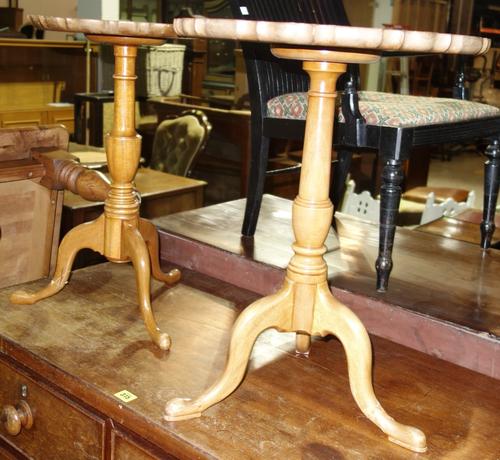 A near pair of 20th century pie crust top tea tables (2).  H3