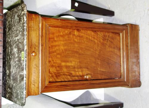 A 19th century marble top pot cupboard, 42cm wide. E3