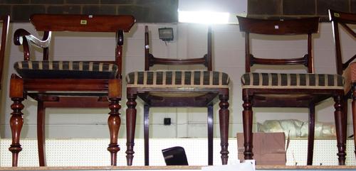 An early Victorian mahogany corner chair, together with two William IV single chairs (3).  S4TT