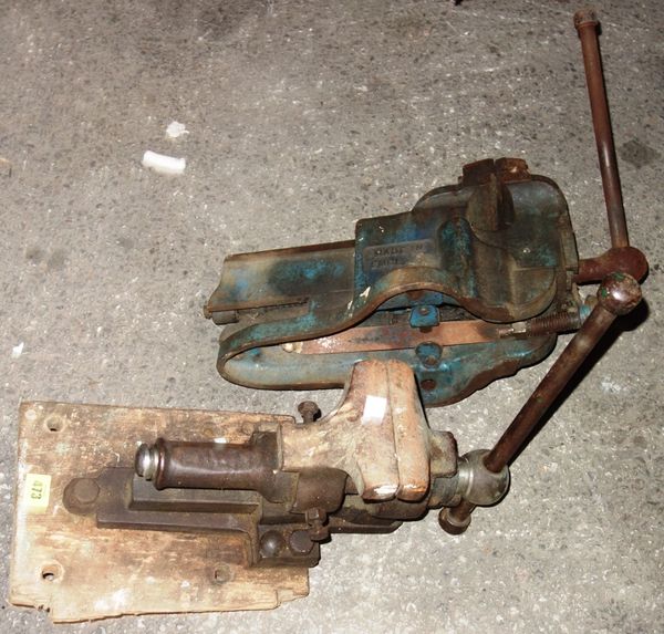 Two large 20th century workbench vices (2).  EXTRA