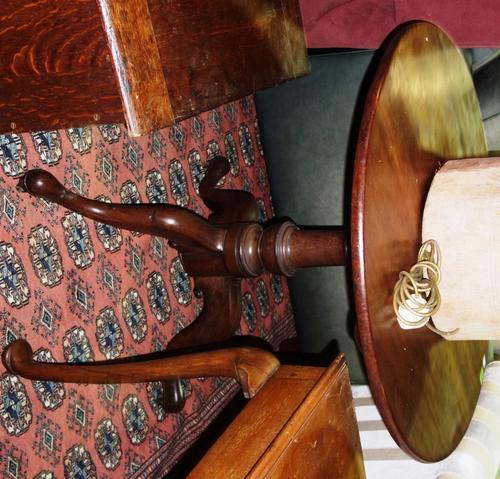 A 19th century mahogany circular tilt top tripod table, 84cm wide.  J8