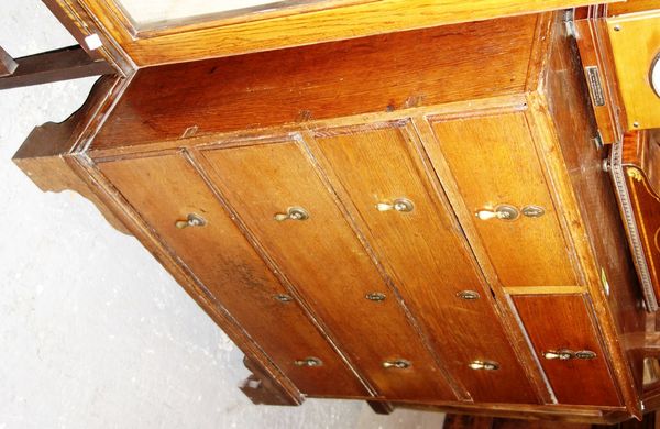 A 19th century oak chest of two short and three long drawers, 86cm wide.   DIS