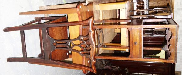 A George III and later mahogany three tier washstand and a George III style side table.  L3