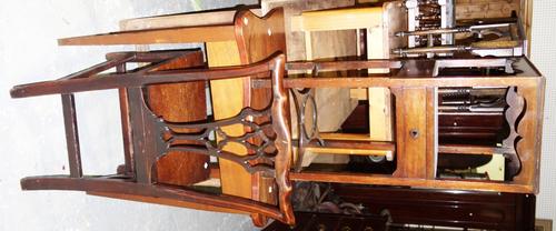 A George III and later mahogany three tier washstand and a George III style side table.  L3