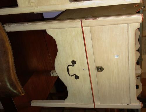 A 19th century and later cream decorated bedside commode and another, three chairs and a small chaise longue. (6)  DIS
