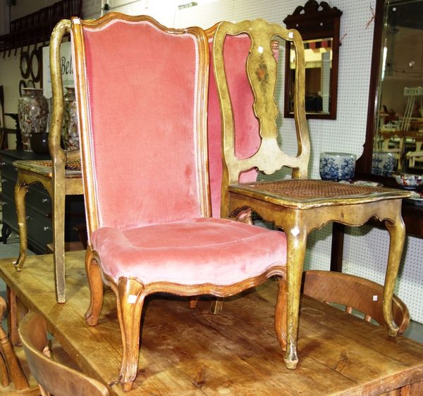 A pair of 18th century style French side chairs and a pair of painted side chairs. (4)  C6
