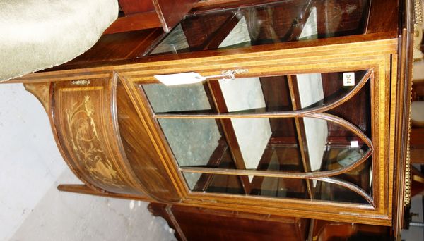 An Edwardian marquetry inlaid display cabinet, 61cm wide. DIS