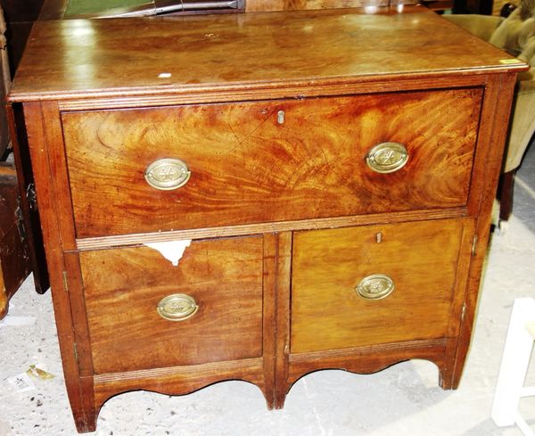 A 19th century oak side cabinet, with pair of cupboards and single drawer,92cm wide. H5