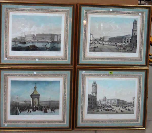 After J. Charlemagne, Eight views of St Petersburg, lithographs by Lemercier, with hand colouring, each 37cm x 47cm. Property from the estates of the