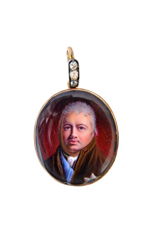 William Bate (C.1759-1845), a portrait miniature of John Denis Browne, 1st Marquess of Sligo,  enamel on metal, inscribed to the reverse "1810 painted