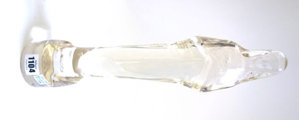 A Leerdam clear glass sculpture, circa 1930, modelled as a stylised mother and child, with manufacturers mark to rear, 36.5cm high.