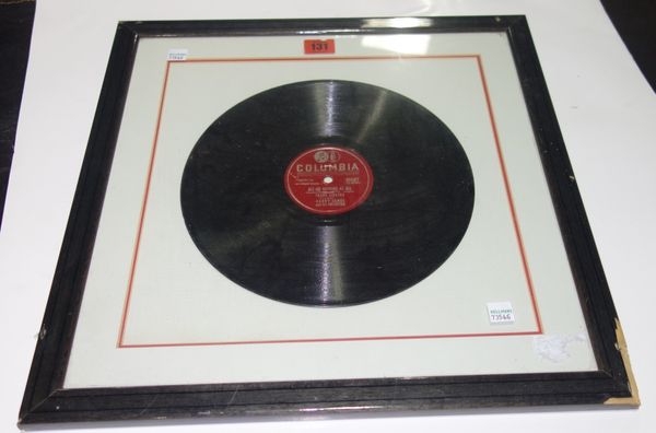 A framed and glazed record 'All or nothing at all' by Frank Sinatra with Harry James, Columbia 35587  SH4