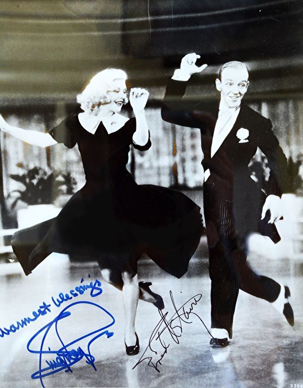 FRED ASTAIRE & GINGER ROGERS - mounted & framed b/w photo., in dancing mode, inscribed 'warmest blessings' (Ginger Rogers), & signed 'Fred Astaire'; 3